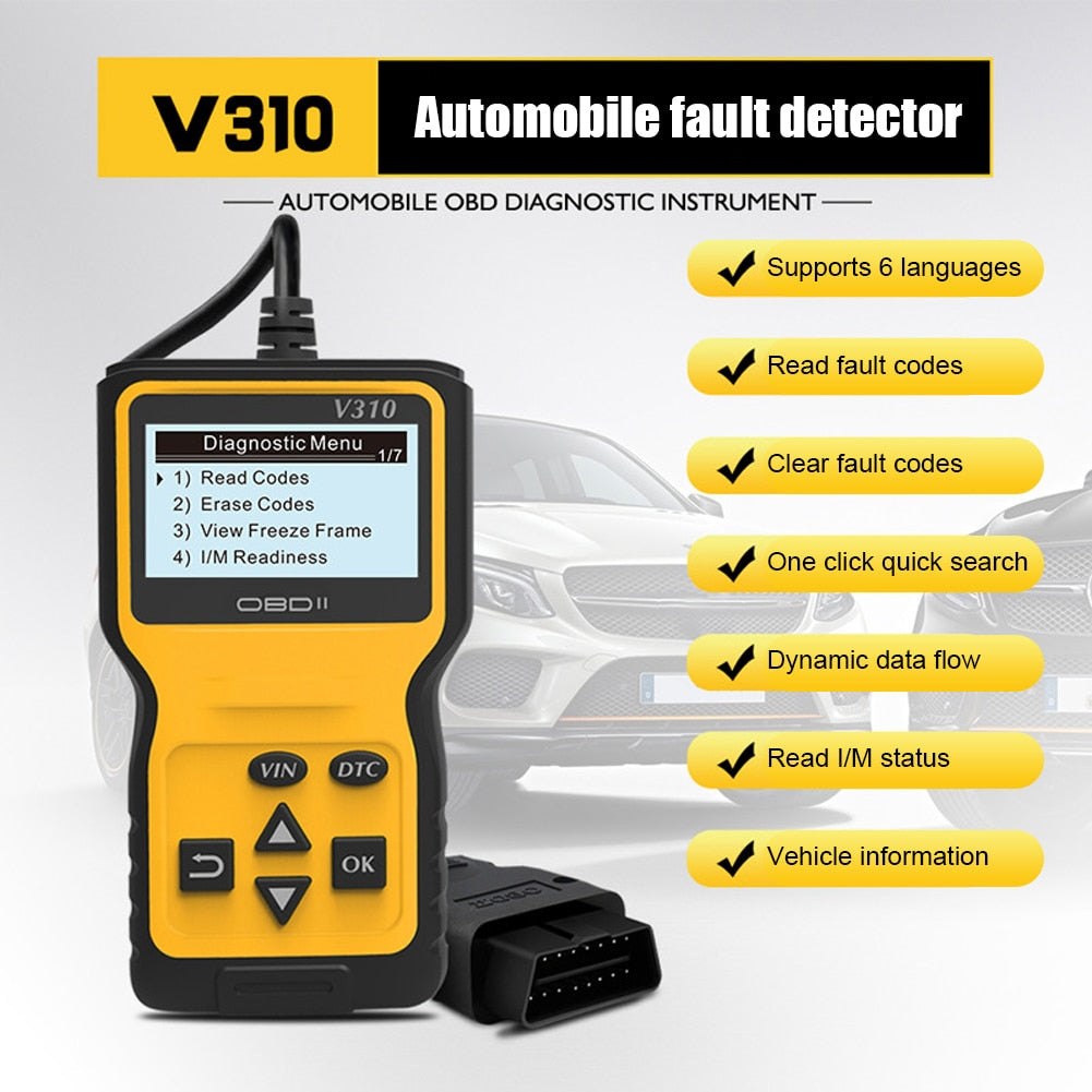 OBD2 Car Diagnostic Tools LCD Display Fault Diagnosis Tester Digital Car Fault Detector Support 9 Protocols Check Engine Scanner