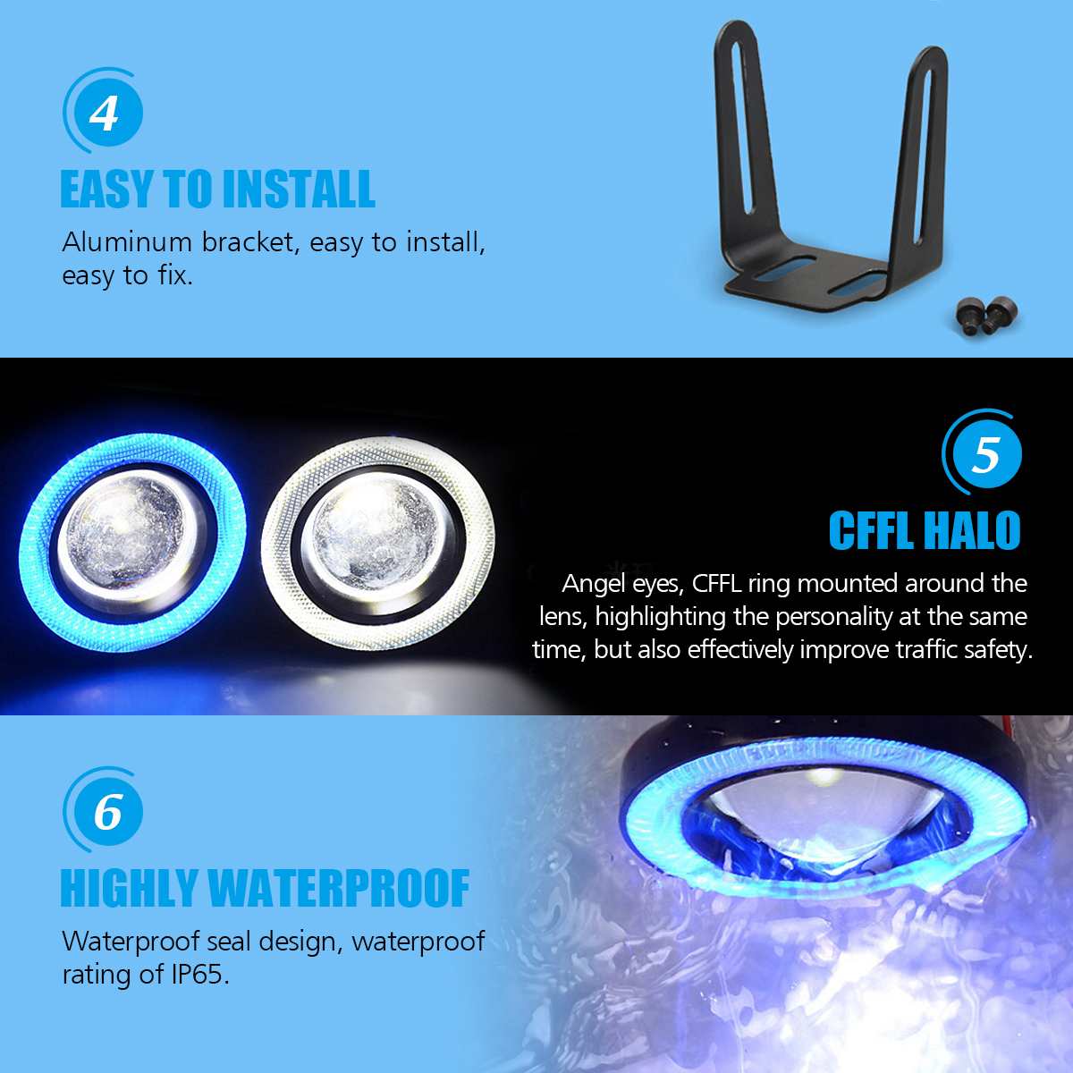 Angel Eyes Fog Lights Led Car Headlight Lamp