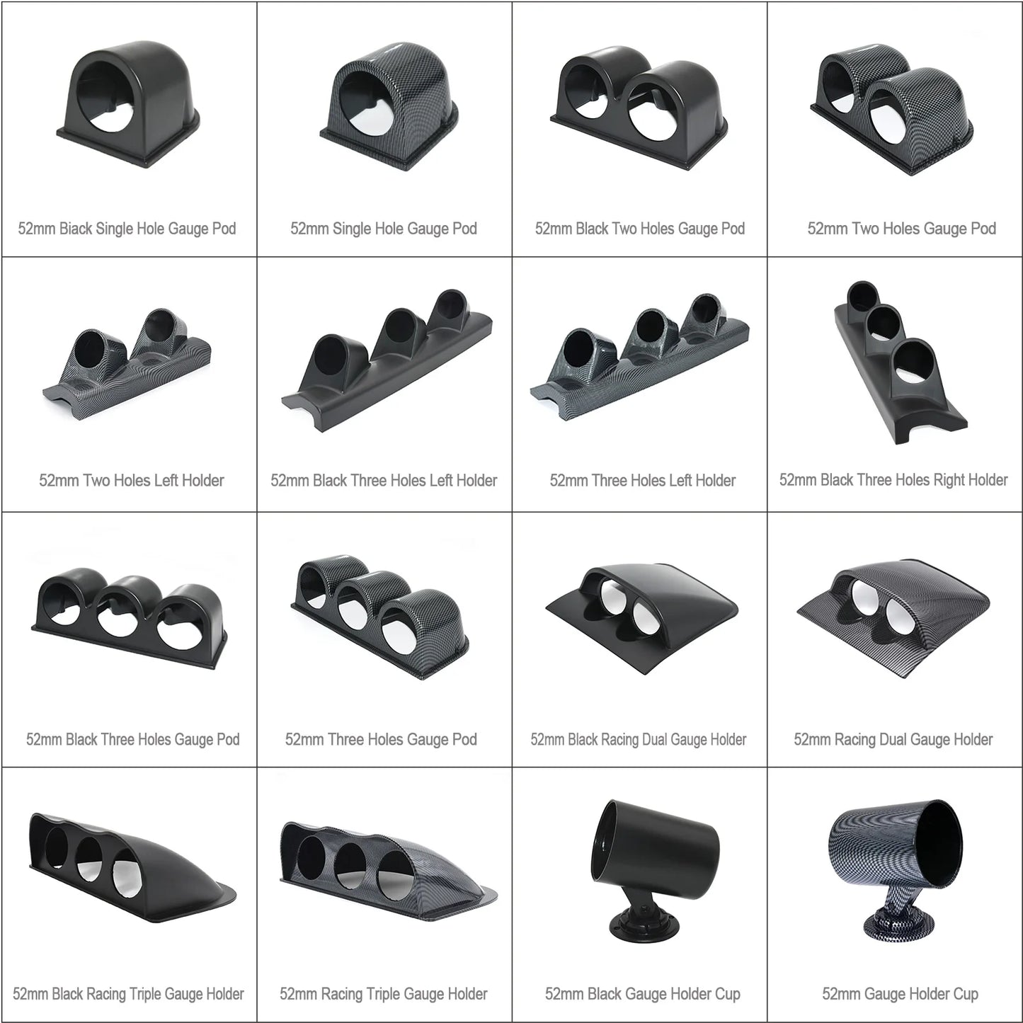 2inch 52mm Car Gauge Pod Universal Black Single Double Triple Car Meters Holder for Left Right Drive Car for Auto Gauge Pod