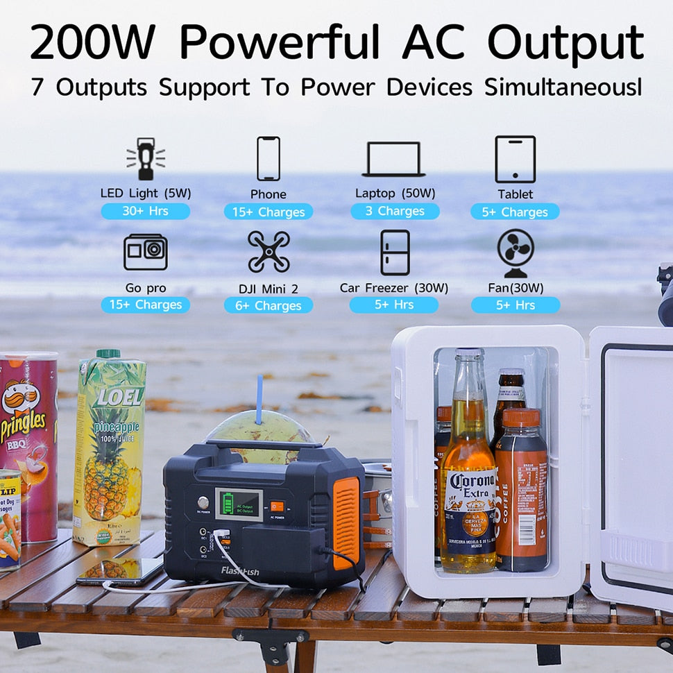 Rechargeable Portable Power Station 200W 151Wh Solar Generator with Solar Panel 50W Battery Complete Kit Set