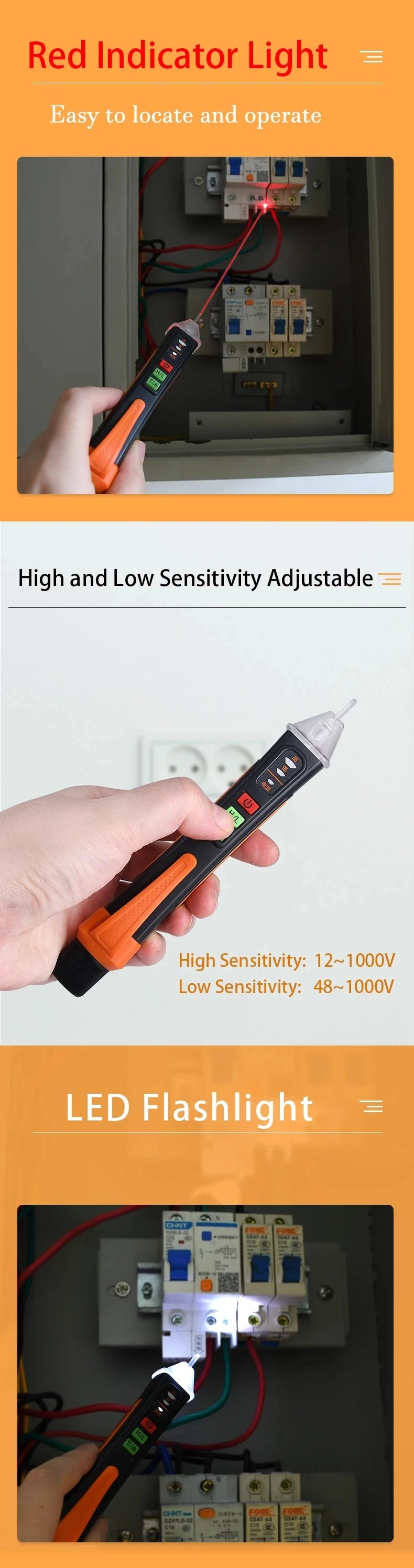 T-02A Non-Contact Voltage Detector Smart Breakpoint Finder Voltage Tester Pen 12-1000V Electrical Tools Voltage Indicator