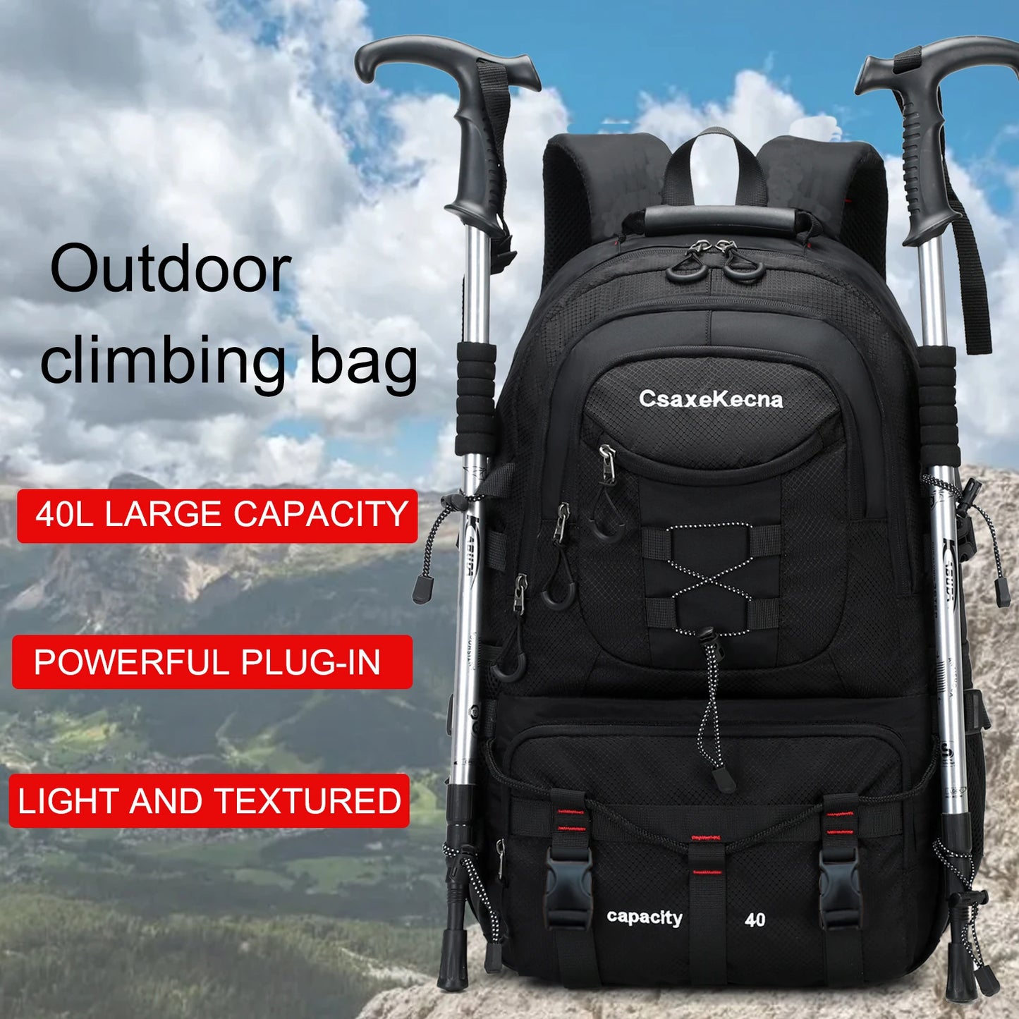 Travel backpack 40L waterproof lightweight outdoor hiking, men's and women's camping backpack