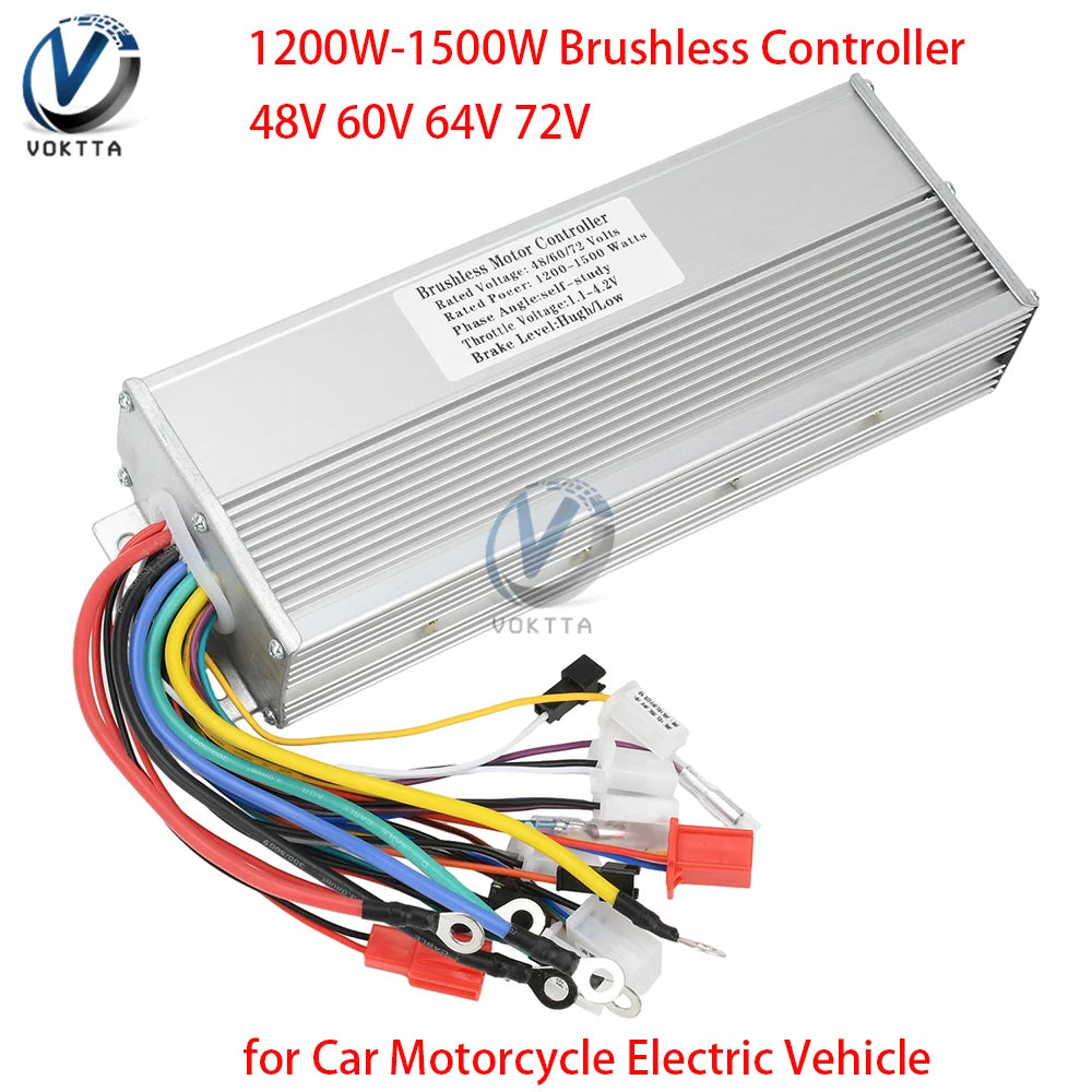 48V 60V 64V 72V 1200W-1500W Universal Intelligent Brushless Controller Three-speed Control for Car Motorcycle Electric Vehicle