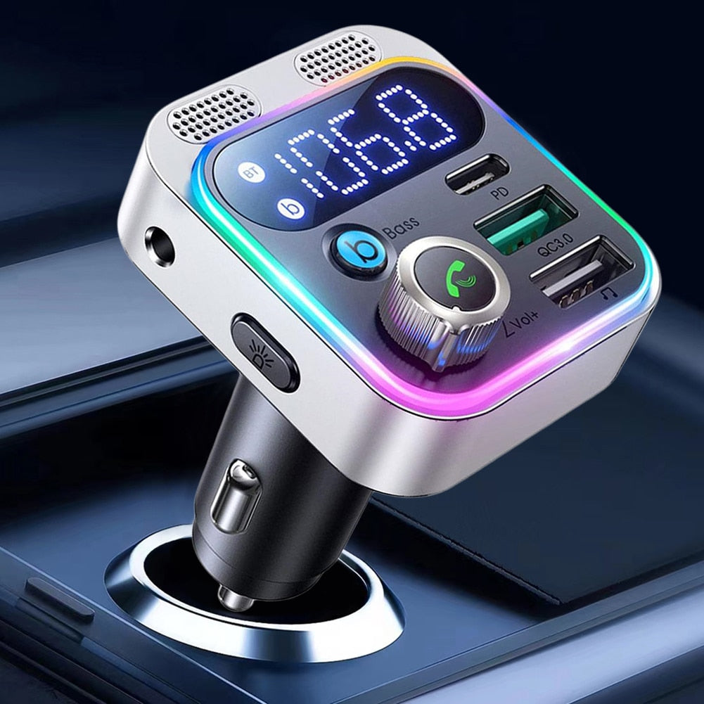 Bluetooth-compatible 5.0 FM Transmitter Adapter Deep Bass Sound Car Wireless Transmitter