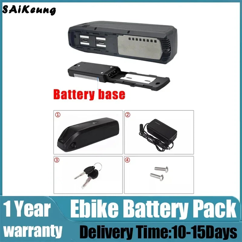 Original Electric Bike 36v48v52v Electric Bike Down Tube Battery 16 20 25 30ah 40 50 60ah 2000W Lithium Battery with 5A Charger