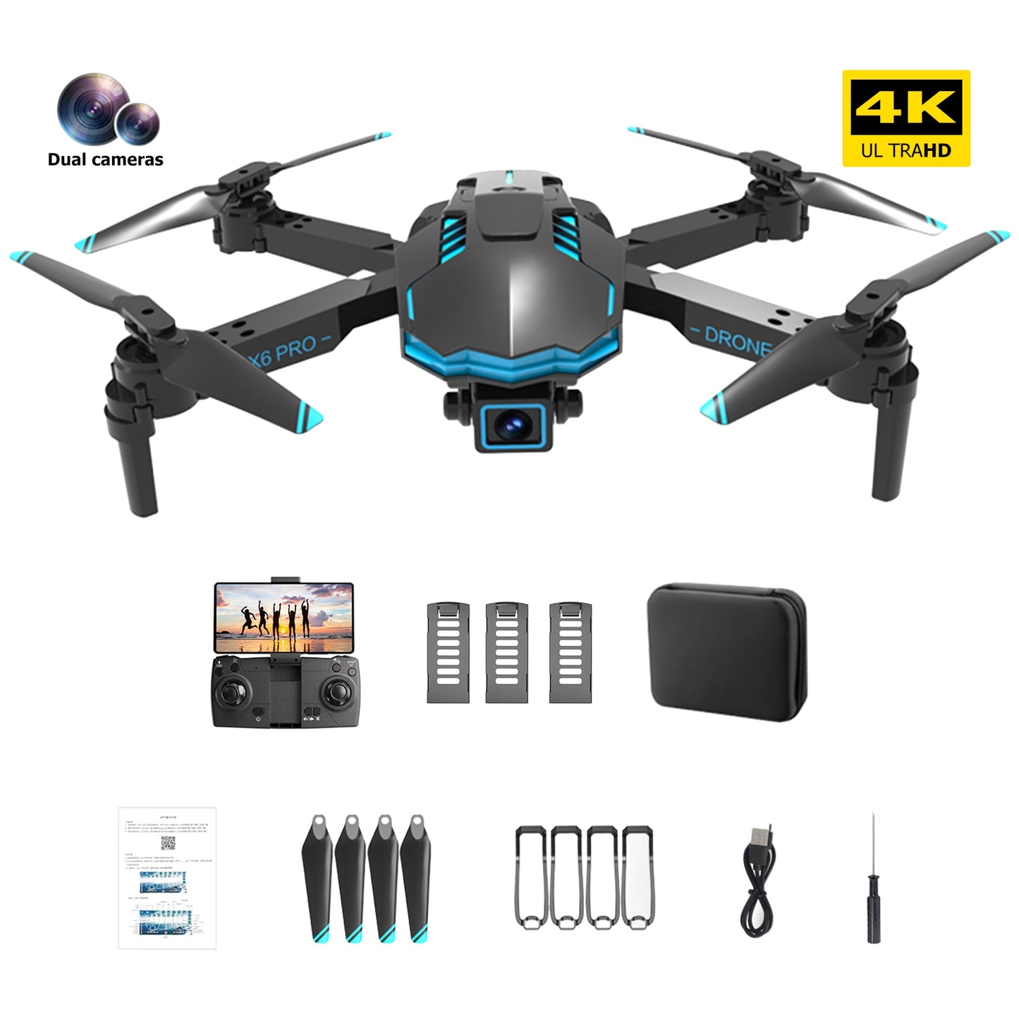 4k HD Dual Camera Obstacle Avoidance RC Drone