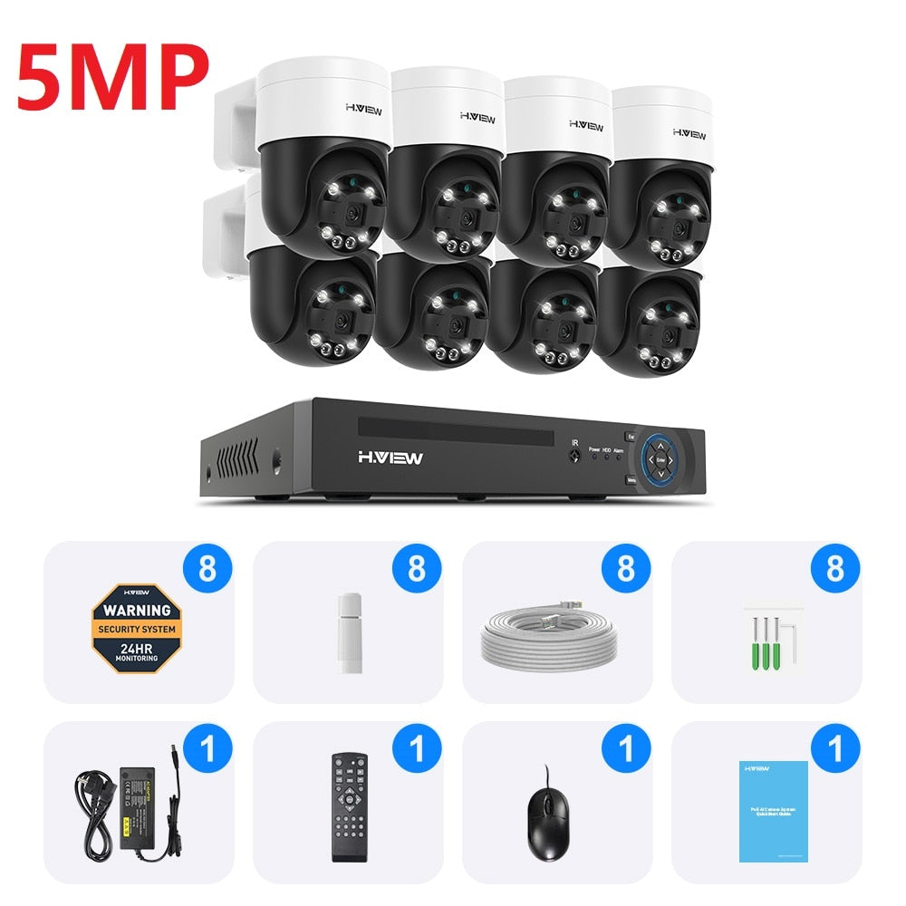 8Ch 4K 5MP 8MP Cctv Security PTZ Cameras System Home Video Surveillance Kit