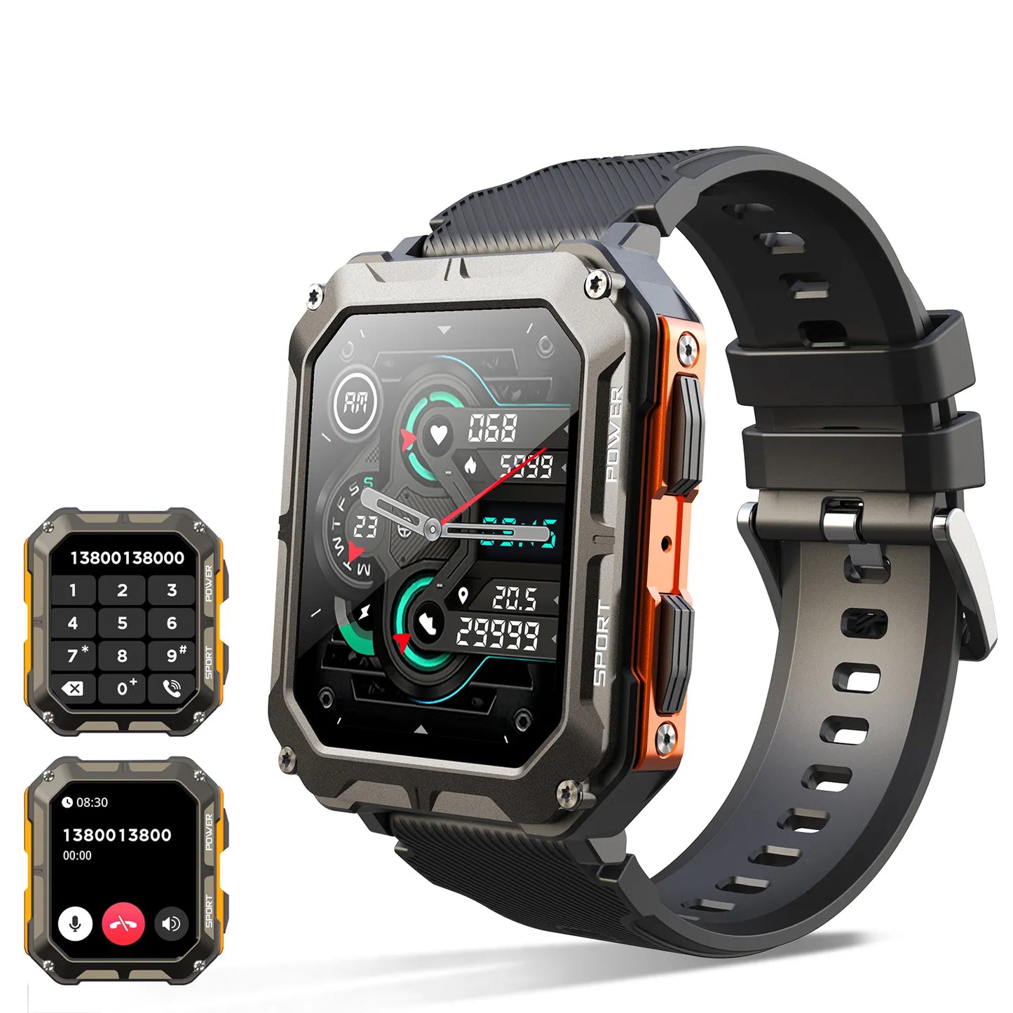 Smart Watch Voice Assistant BT Wireless Call Business Outdoor Sports IP68 Waterproof Wristwatch For Android iOS