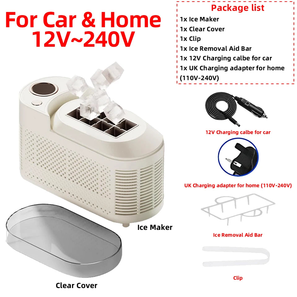 12V/220V Car Ice Maker Desktop Portable Mini Ice Cubes Maker Machine 8 Ice Cubes Ready in 15 Mins For Home/Kitchen/Camping/RV