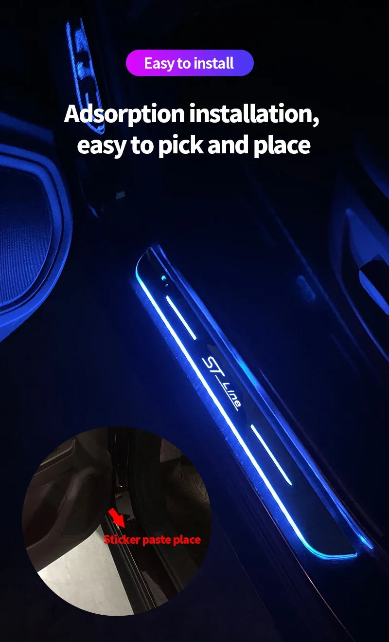 New LED Welcome Pedal Car Scuff Plate Pedal Door Sill Pathway Light For Ford ST Line Focus,  Fiesta, Kuga, and Escape Auto Accessories
