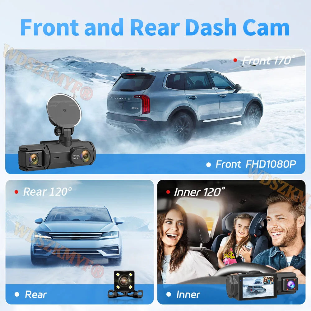 NEW WIFI Dash Cam for Car 2/3 Channel Front Rear Camera 1080P Video Recorder Dashcam Black Box Car DVR OptionalRear View Camera