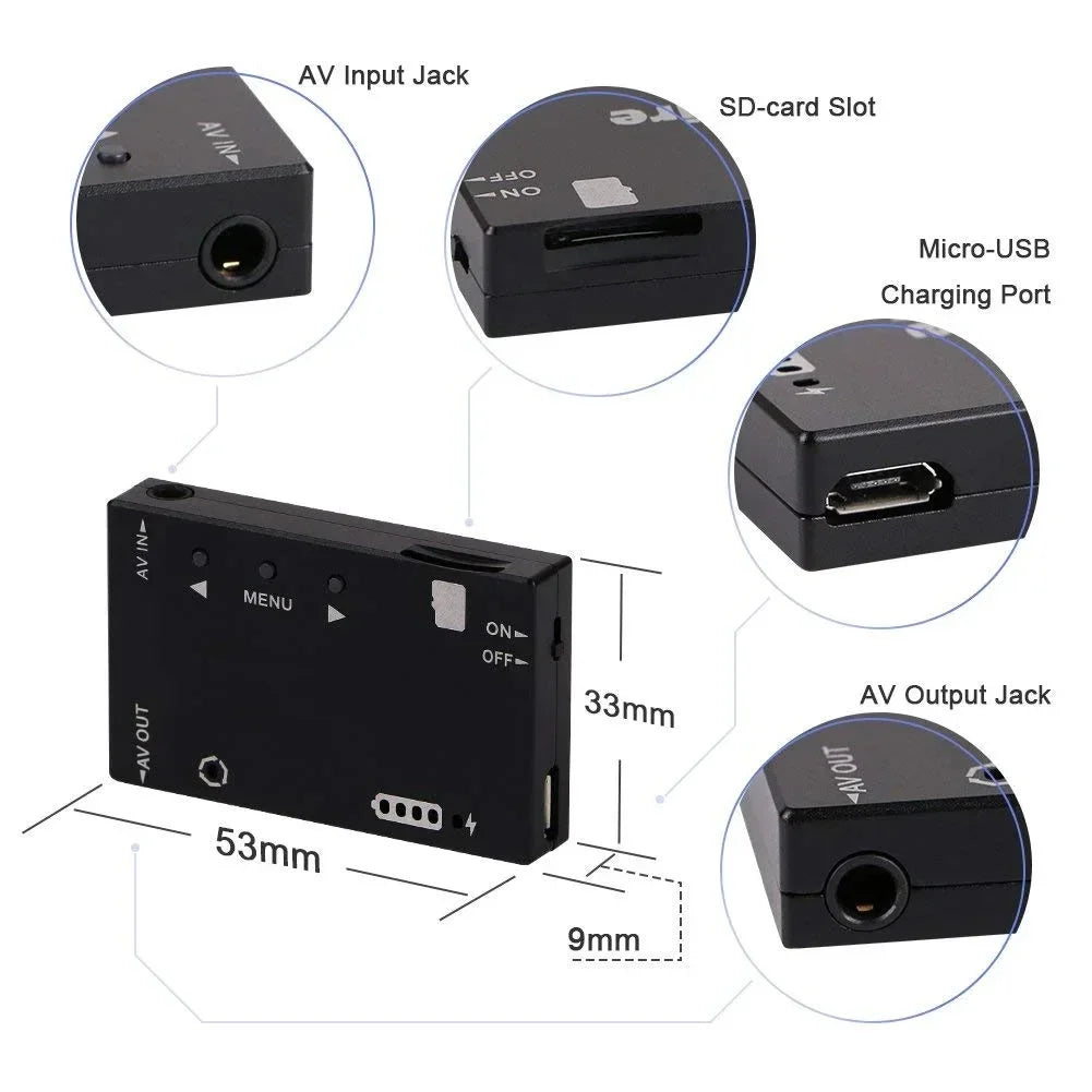 Mini FPV DVR Module NTSC/PAL Switchable Built-in Battery Video Audio Recorder for Drone RC Models Racing FPV Drone