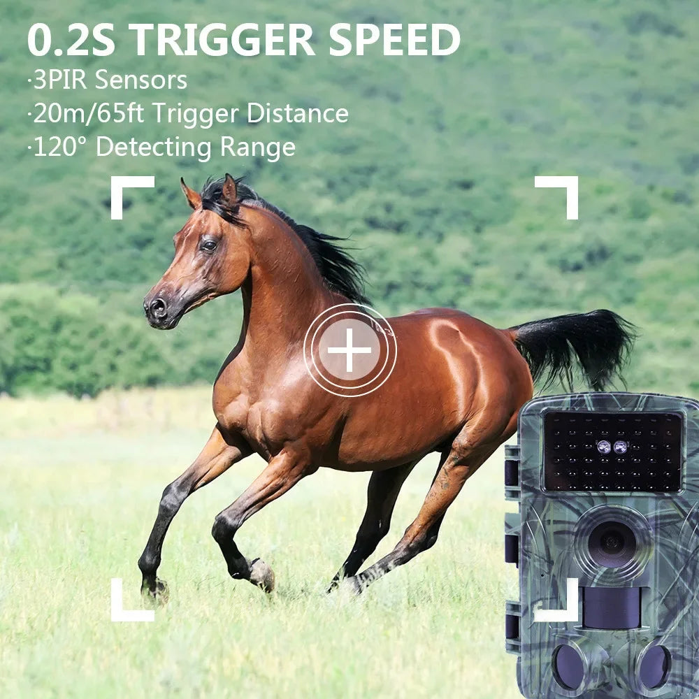 60MP WIFI Outdoor Hunting Trail Camera PR1600 4K Wildlife Cam Track Motion Activated Infrared Night Vision Waterproof Photo Trap