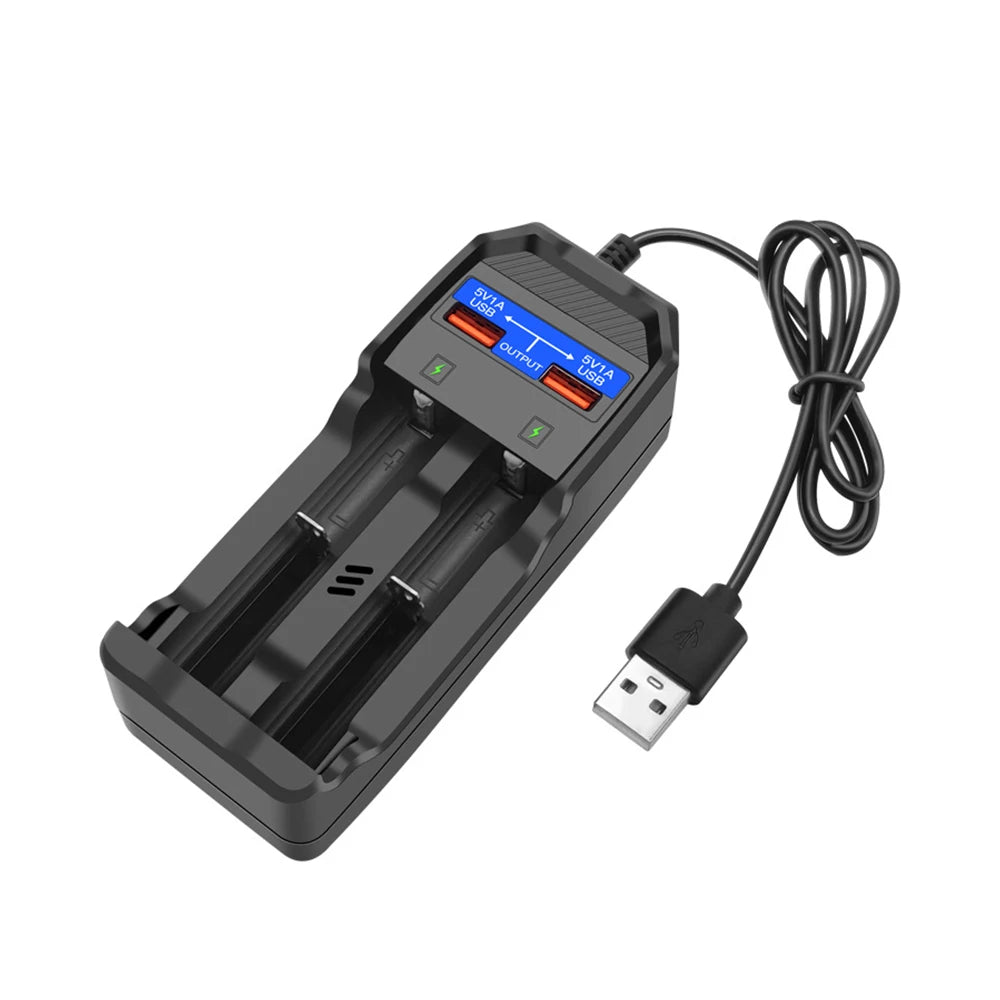 Li-ion Battery Charger for 18650, 18500、18490、16340、14500 4.2V 1200MA Dual USB Charger Lithium Batteries