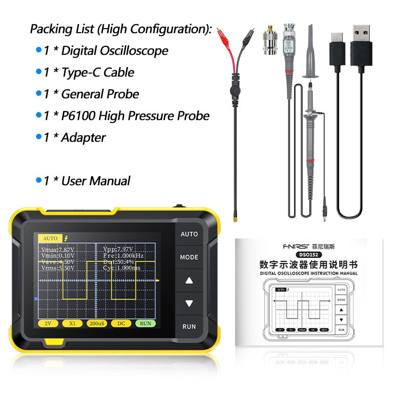 Mini Handheld Digital Oscilloscope Support PWM Output