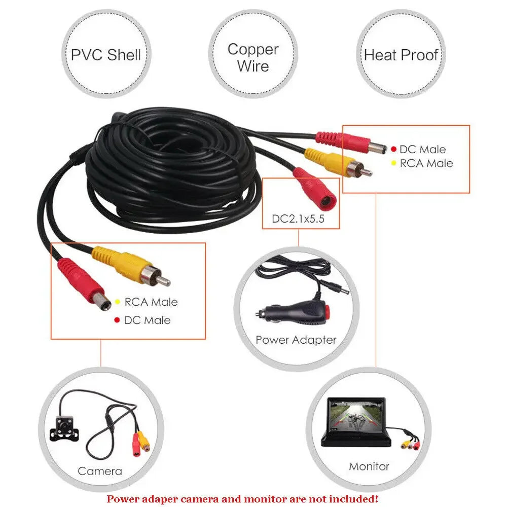 Wireless Car Rear View Camera Wiring Kit 2.4GHz DC 12V Vehicle Video System Parking Monitor With Reverse Transmitter Receiver