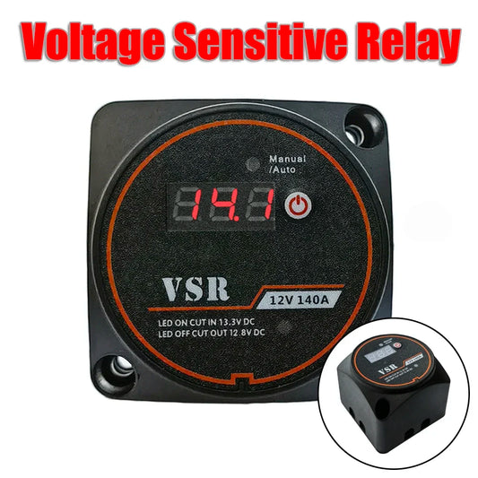 Voltage Sensitive Relay Dual Battery System Digital Display VSR 12V 140A
Split Charge for Camper, Car, RV's and Yachts Smart Isolator.