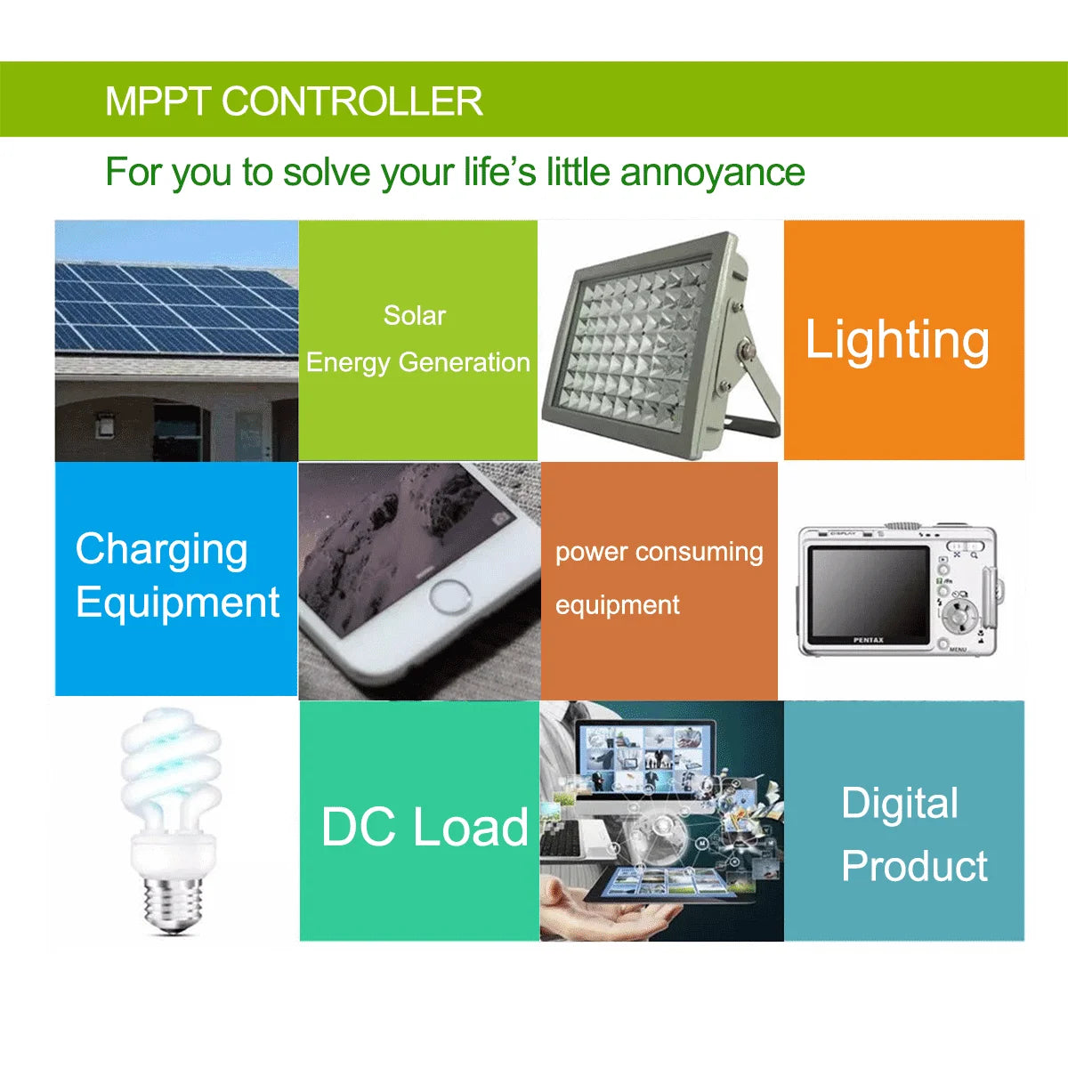 Professional Solar Panel Controller Battery Charge Regulator 2USB 12V/24V 10A~100A Photovoltaic Street Lamp Control System