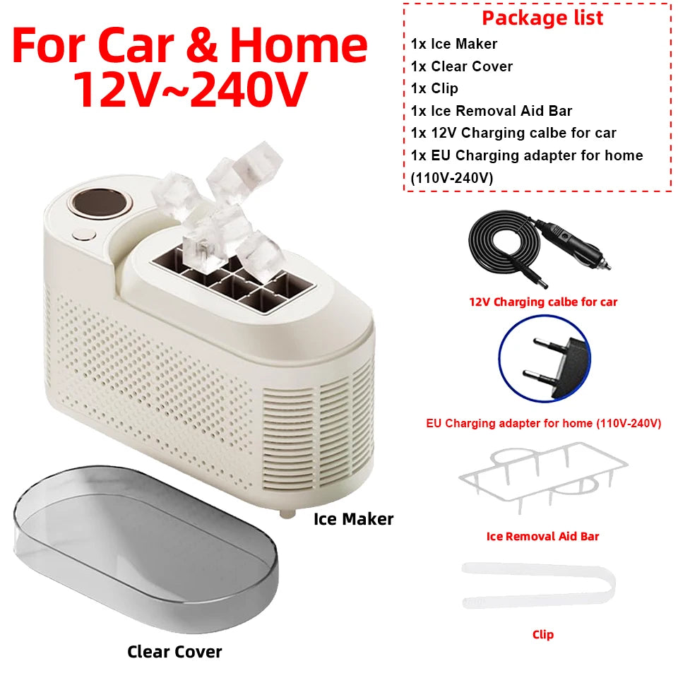 12V/220V Car Ice Maker Desktop Portable Mini Ice Cubes Maker Machine 8 Ice Cubes Ready in 15 Mins For Home/Kitchen/Camping/RV