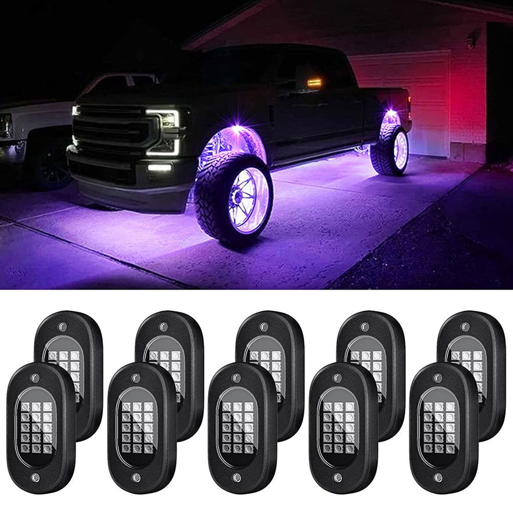 RGB LED Rock Lights for UTV SUV ATV Truck Car Under glow Lights Music Sync APP Control for IOS and Android Phone