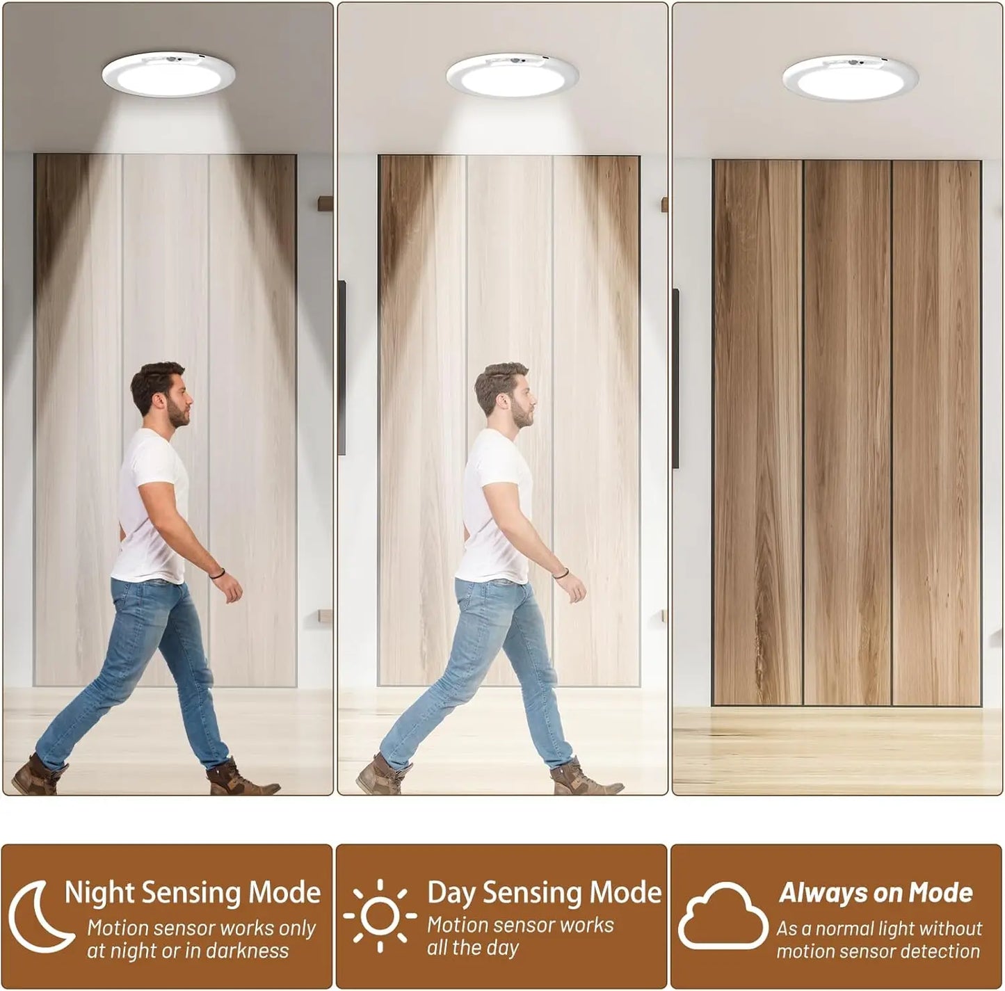 LED Motion Sensor Ceiling Light  Magnetic Installation With Remote Control USB Rechargeable For Shower Bedroom Closet Night Lamp