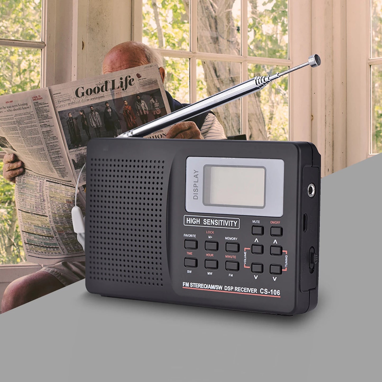 AM Radio Full Frequency Receiving Radio FM/AM/SW Full Frequency Receiver Receiving Radio Alarm Clock (Shipped Without Batteries)