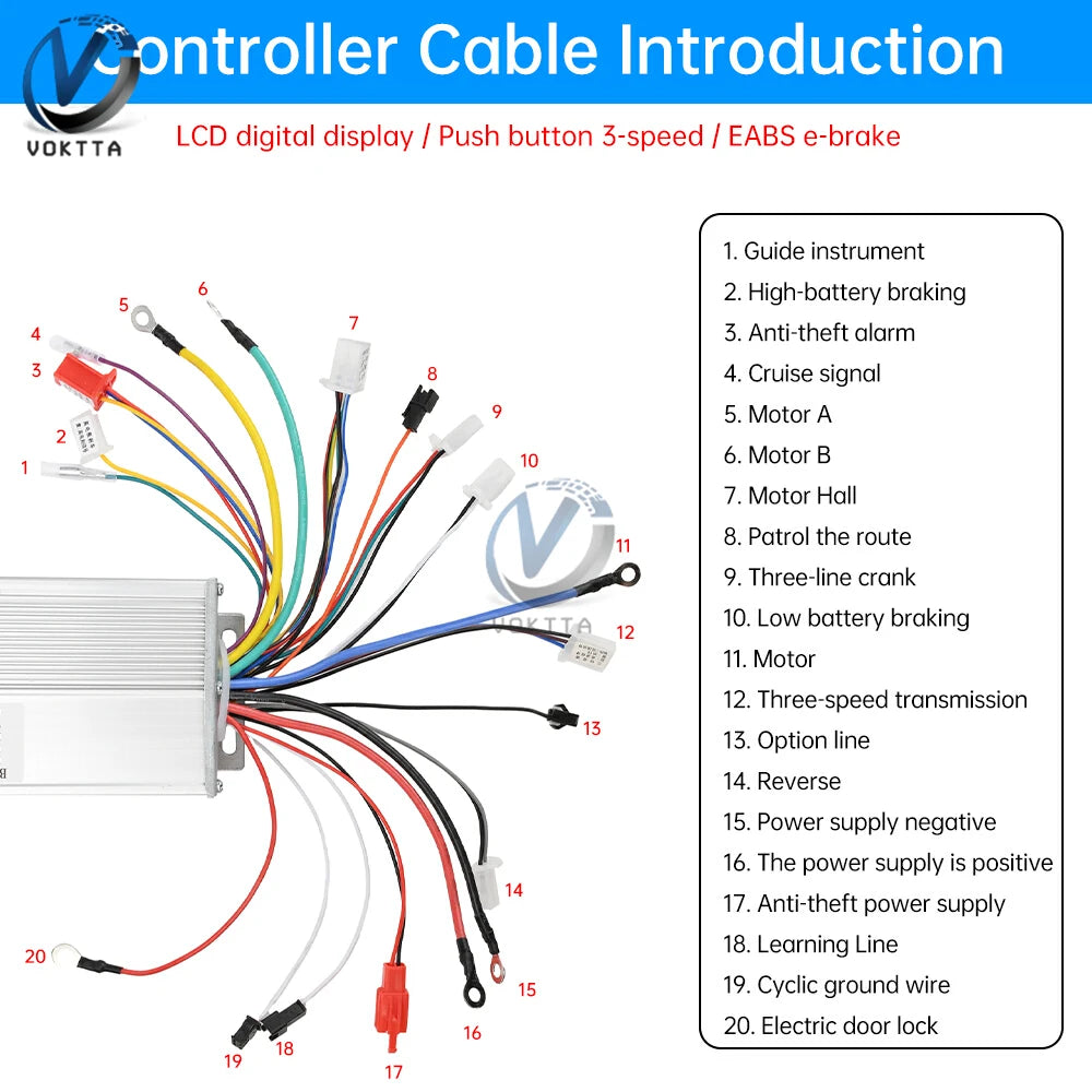48V 60V 64V 72V 1200W-1500W Universal Intelligent Brushless Controller Three-speed Control for Car Motorcycle Electric Vehicle