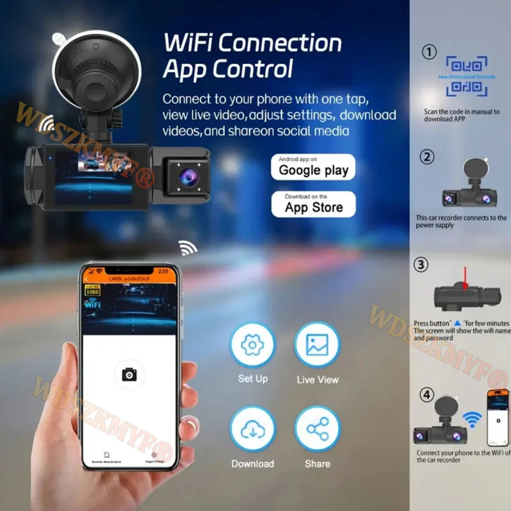 NEW WIFI Dash Cam for Car 2/3 Channel Front Rear Camera 1080P Video Recorder Dashcam Black Box Car DVR OptionalRear View Camera