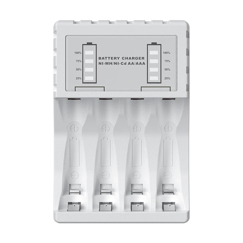 Battery Charger for AAA/AA Rechargeable 4 Slot Batter Charger With LED Indicator Charger Cable for AA/AAA Ni-MH/Ni-Cd Batteries