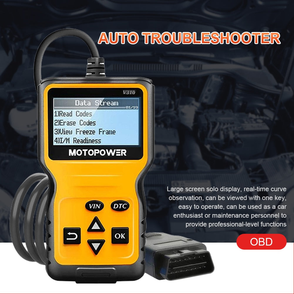 OBD2 Car Diagnostic Tools LCD Display Fault Diagnosis Tester Digital Car Fault Detector Support 9 Protocols Check Engine Scanner