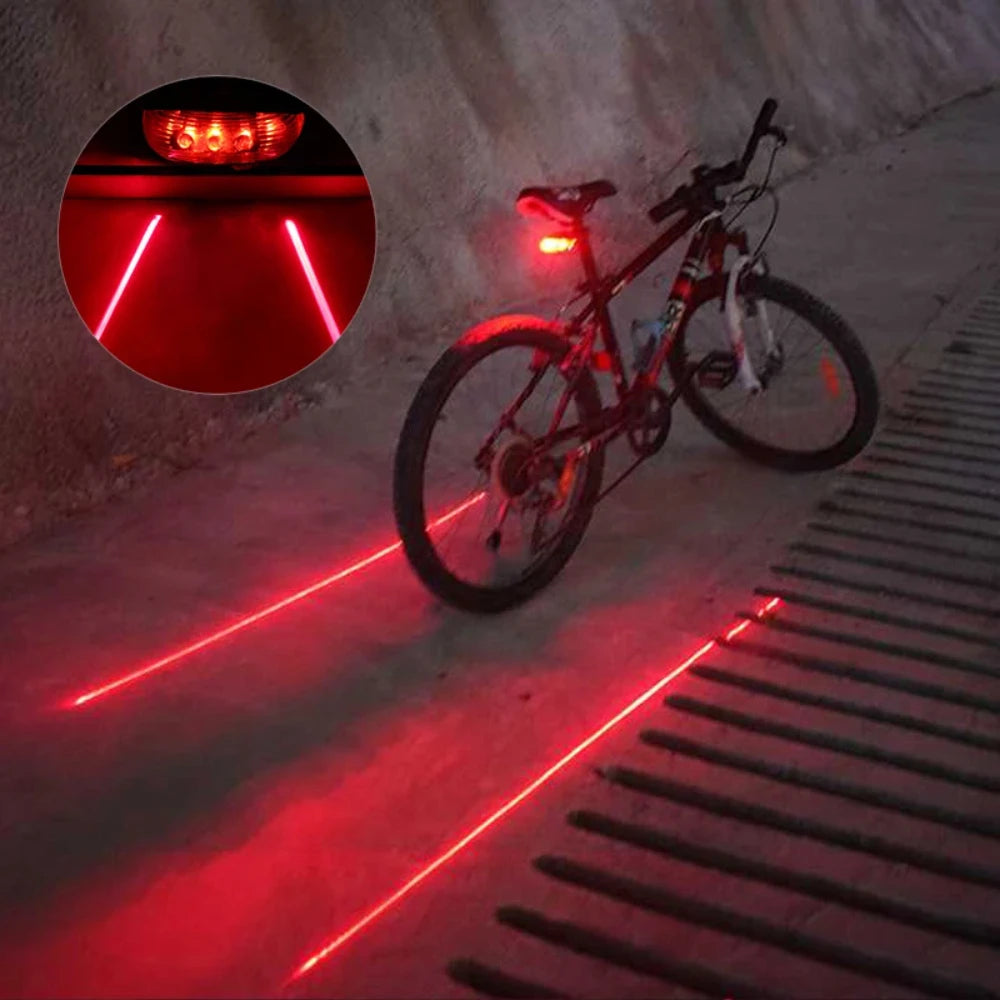 Bicycle Bike LED Lights  2 Lasers 5 LED Waterproof Cycling Taillight