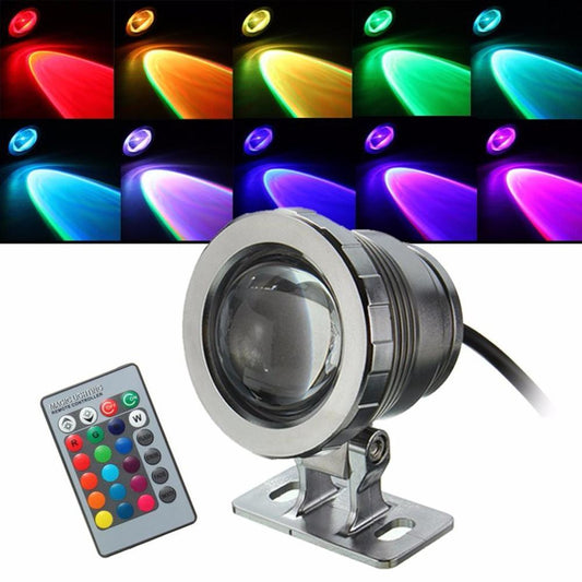 Waterproof 10W RGB LED Light Garden Fountain Pool Pond Spotlight Super Bright Underwater Light Lamp With Remote Control