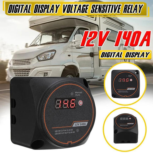 Split Charge Relay Dual Battery System Digital Display 12V 140A for Camper Car RV Yacht