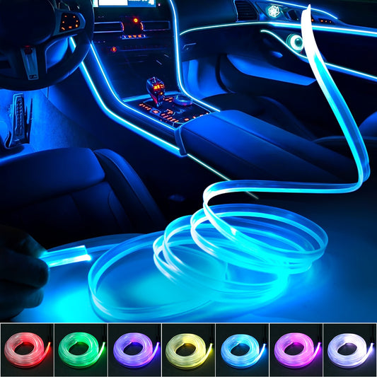 Car Interior LED Light Strip 4m Remote Control 7Color LED RGB Light