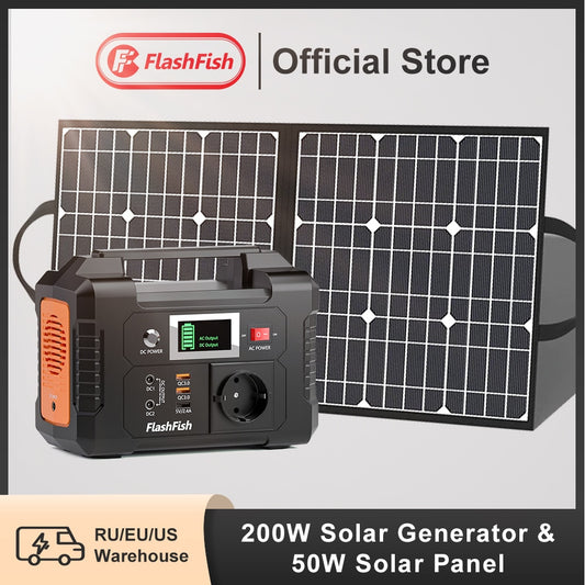 Rechargeable Portable Power Station 200W 151Wh Solar Generator with Solar Panel 50W Battery Complete Kit Set