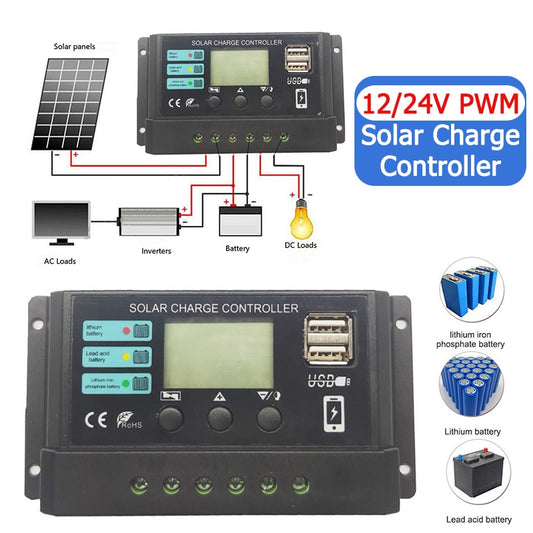 Solar Charge Controller 12V 24V Solar Panel for Lifepo4 Lithium GEL Lead Acid Battery