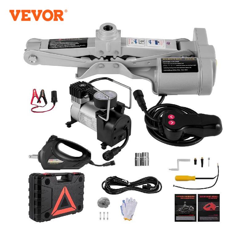 3 Ton Electric Car Jack Lifting Car Scissors Floor Jacks Kit W/ Impact Wrench Air Pump