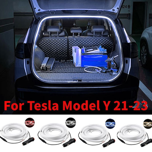 For Tesla Model Y 21-23 4 Colors Car Trunk LED Lamp Strip 12V IP65 Waterproof Interior Lights