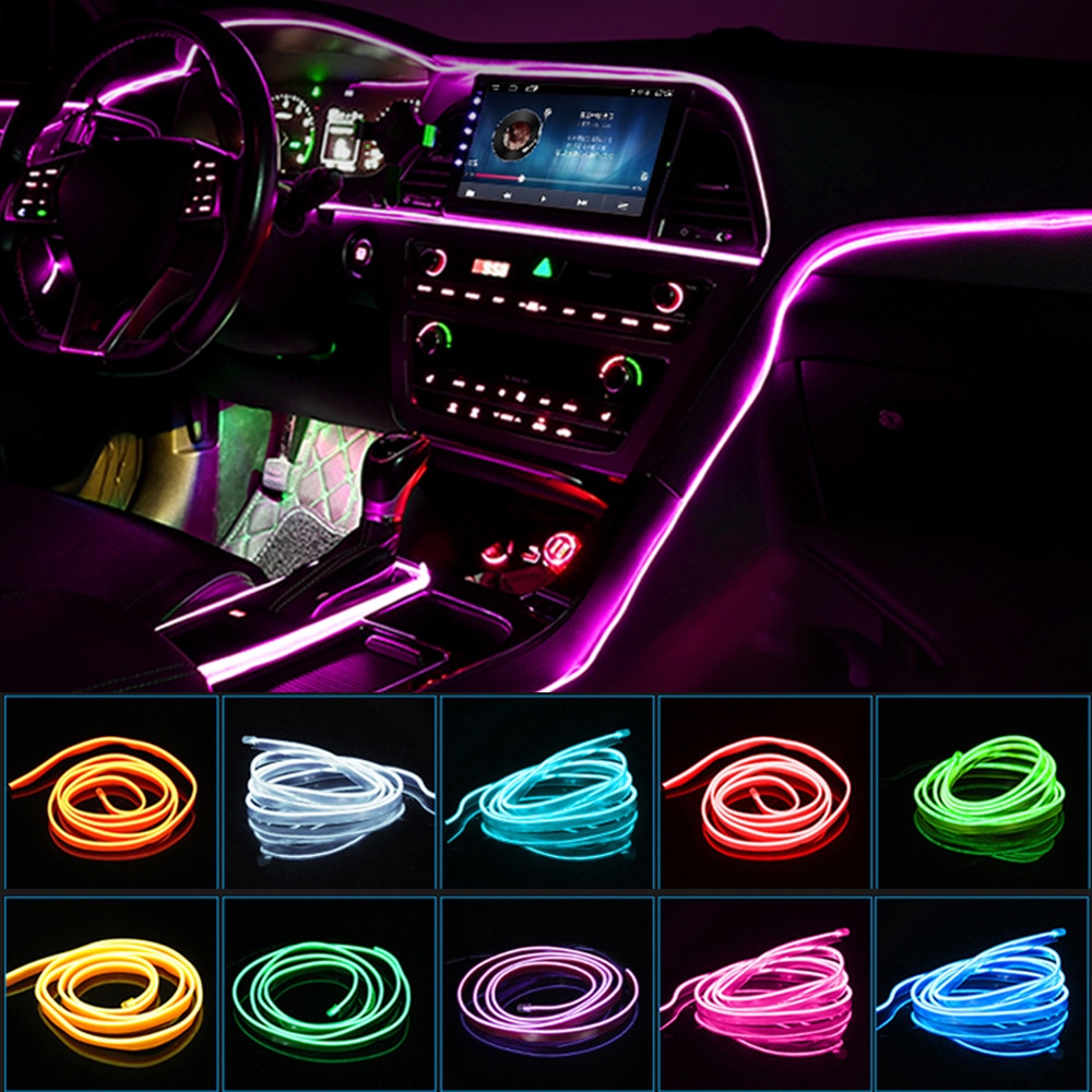 LED Ambient Light For Car LED Panel Dashboard Neon Strip EL Light Line ...